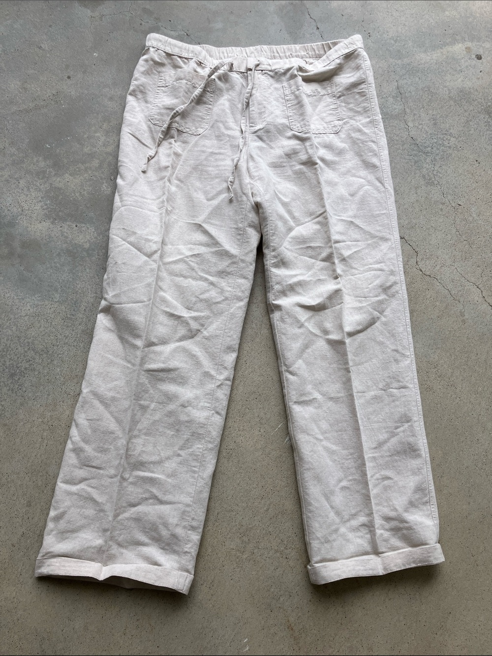 Liz Claiborne Beige Linen Blend Coastal Pants, L